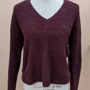 Dark Purple Fuzzy Sweater – Forever 21
